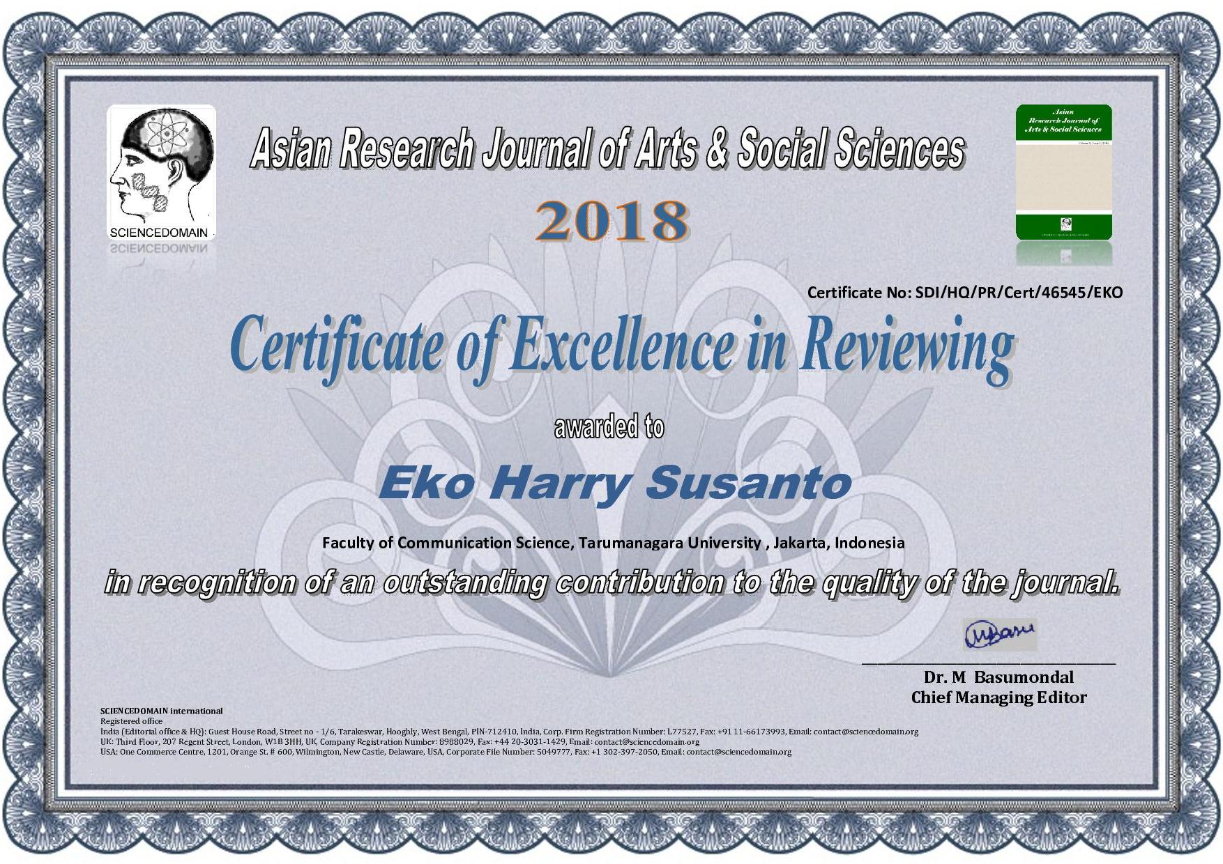 reviewer certificate arjass5